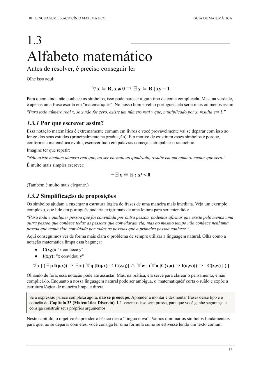 Página sobre o alfabeto matemático, os símbolos que aparecem antes de resolver qualquer coisa